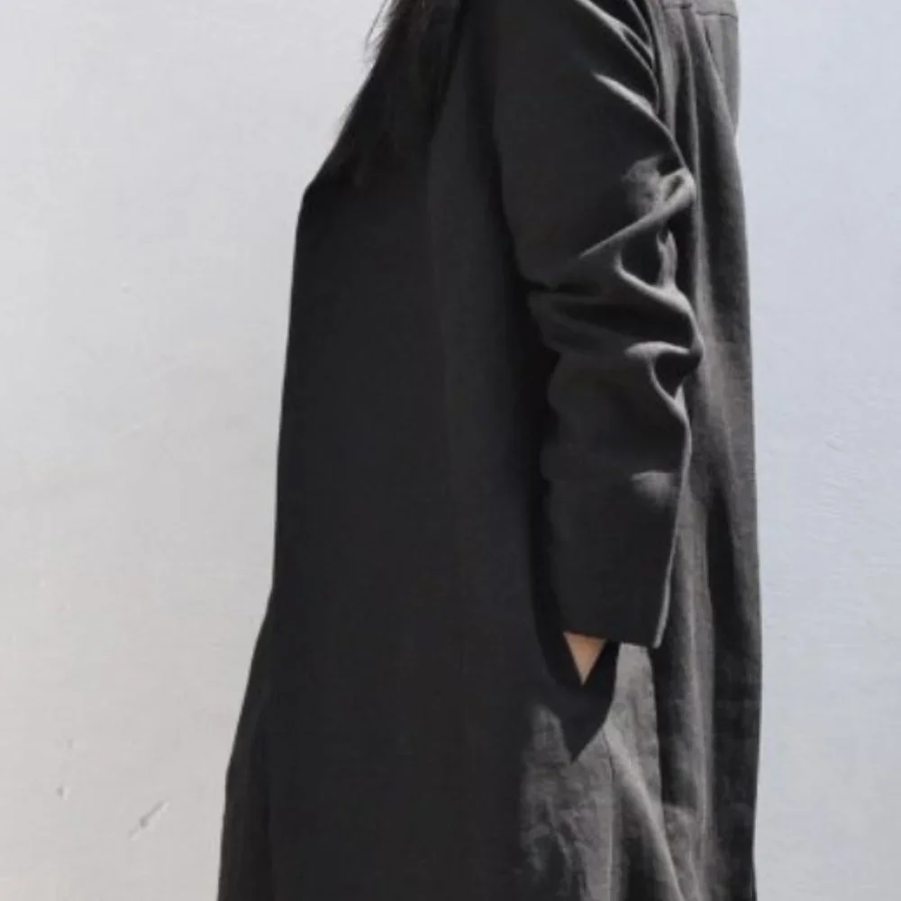 TURN BLACK LINEN JACKET - Picture 1 of 5